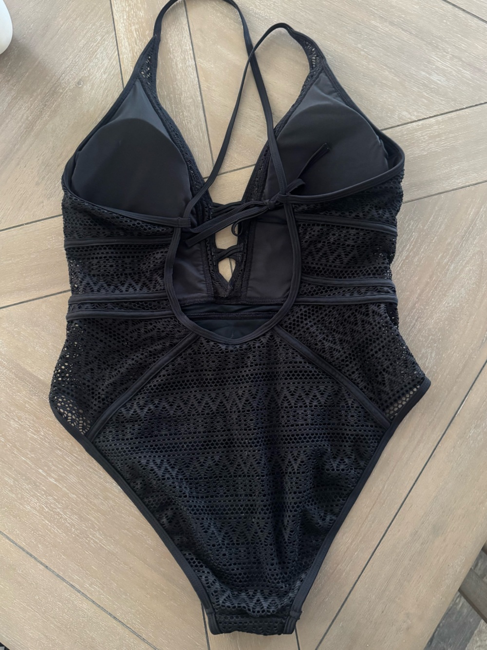 Black Crochet Lace One-Piece Swimsuit - Picture 13 of 13